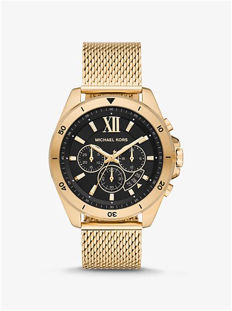 michael kors women's brecken chronograph|Michael Kors gold mesh watch.